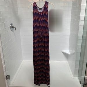 Navy and Coral Maxi Dress